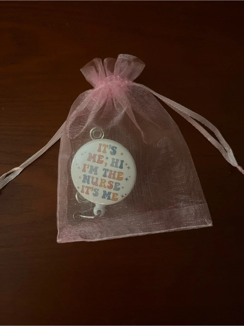 Nurse Badge Reel Taylor swift inspired with Pink Drawstring Pouch